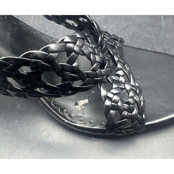 Franco Sarto Sandal Womens 8.5M Black Leather Slide On Open Toe Heel Sandal - Picture 13 of 16